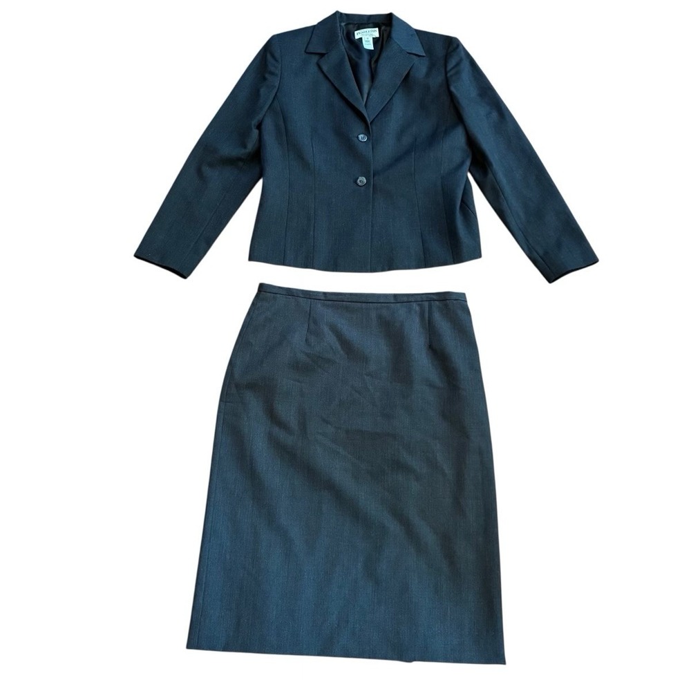 Pendleton Vintage wool skirt & Blazer suit set womens size 12 gray‎ midi length